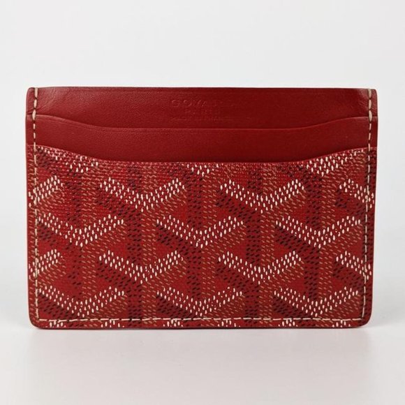 SOLD Goyard Red Sulpice Goyardine Card Holder - Picture 2 of 4